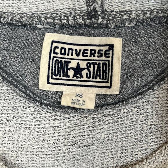 Converse Womens XSmall Gray Sweatshirt Hoodie XS Cropped Long Sleeve Top Cotton - Picture 2 of 10